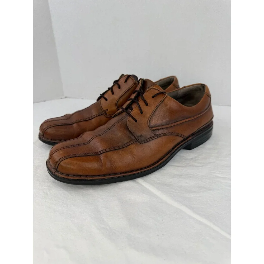 Clarks Mens Tan Leather Square Toe Oxford Dress‎ Shoes 72536 Brown Size 11.5 M